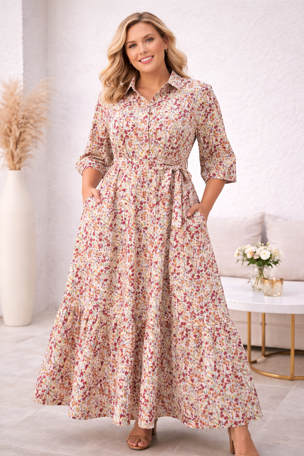 Robe chemise longue EDA- fleurie