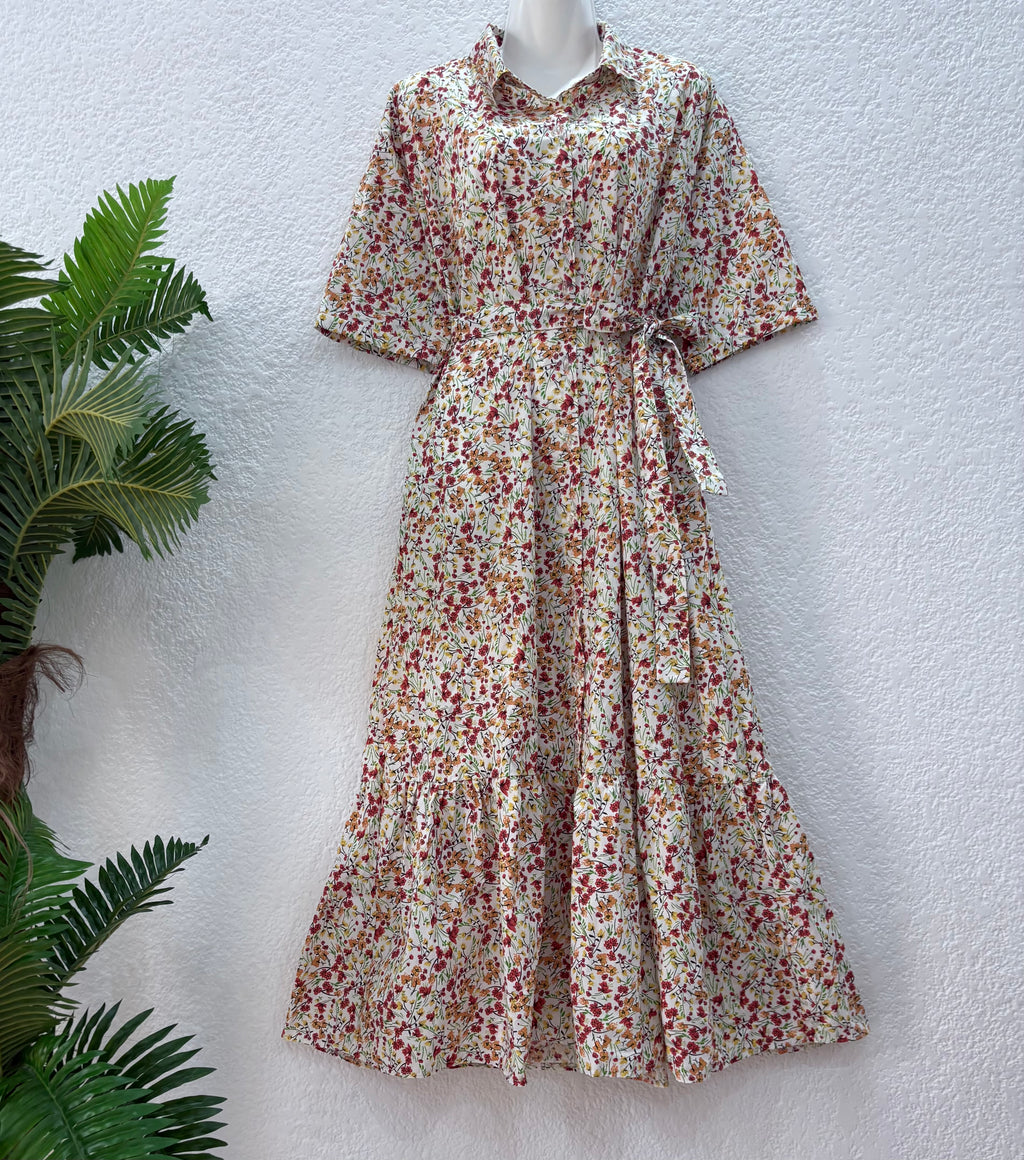 Robe chemise longue EDA- fleurie