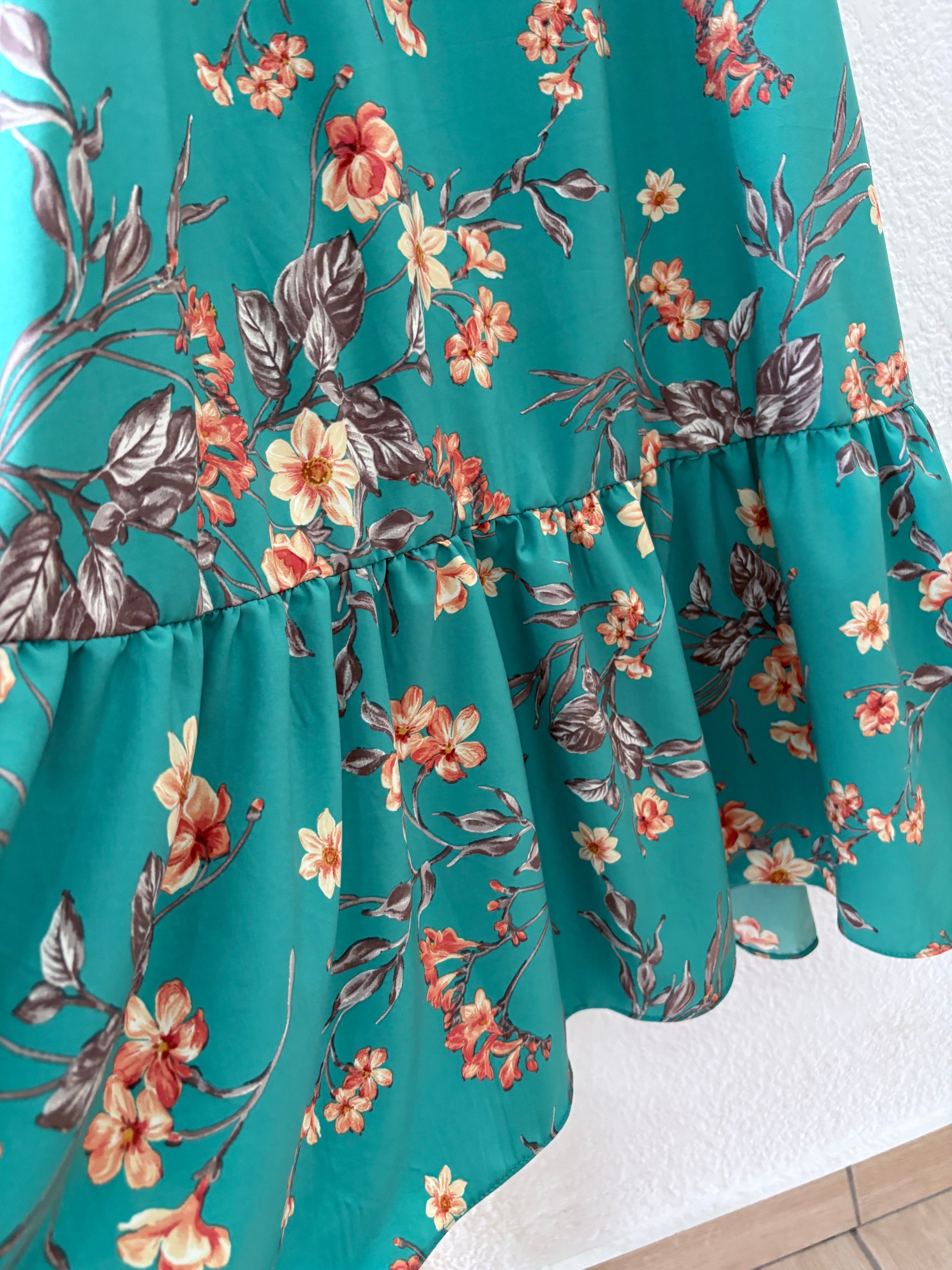 Maxi Robe ELENA -turquoise/orange