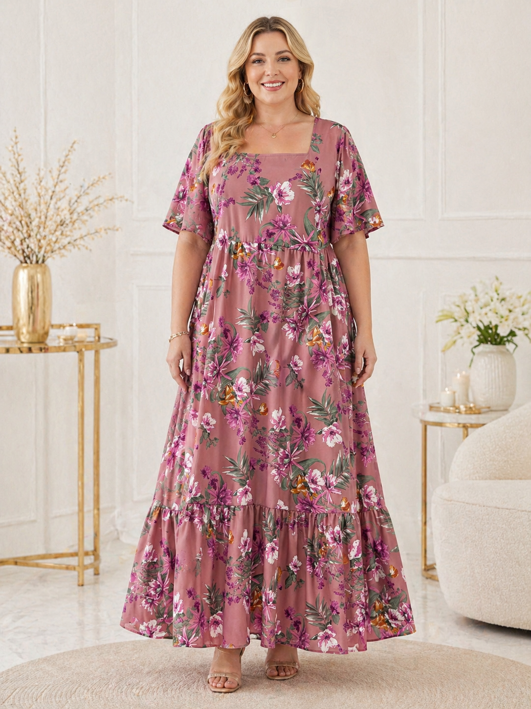 Maxi Robe ELENA -vieux rose