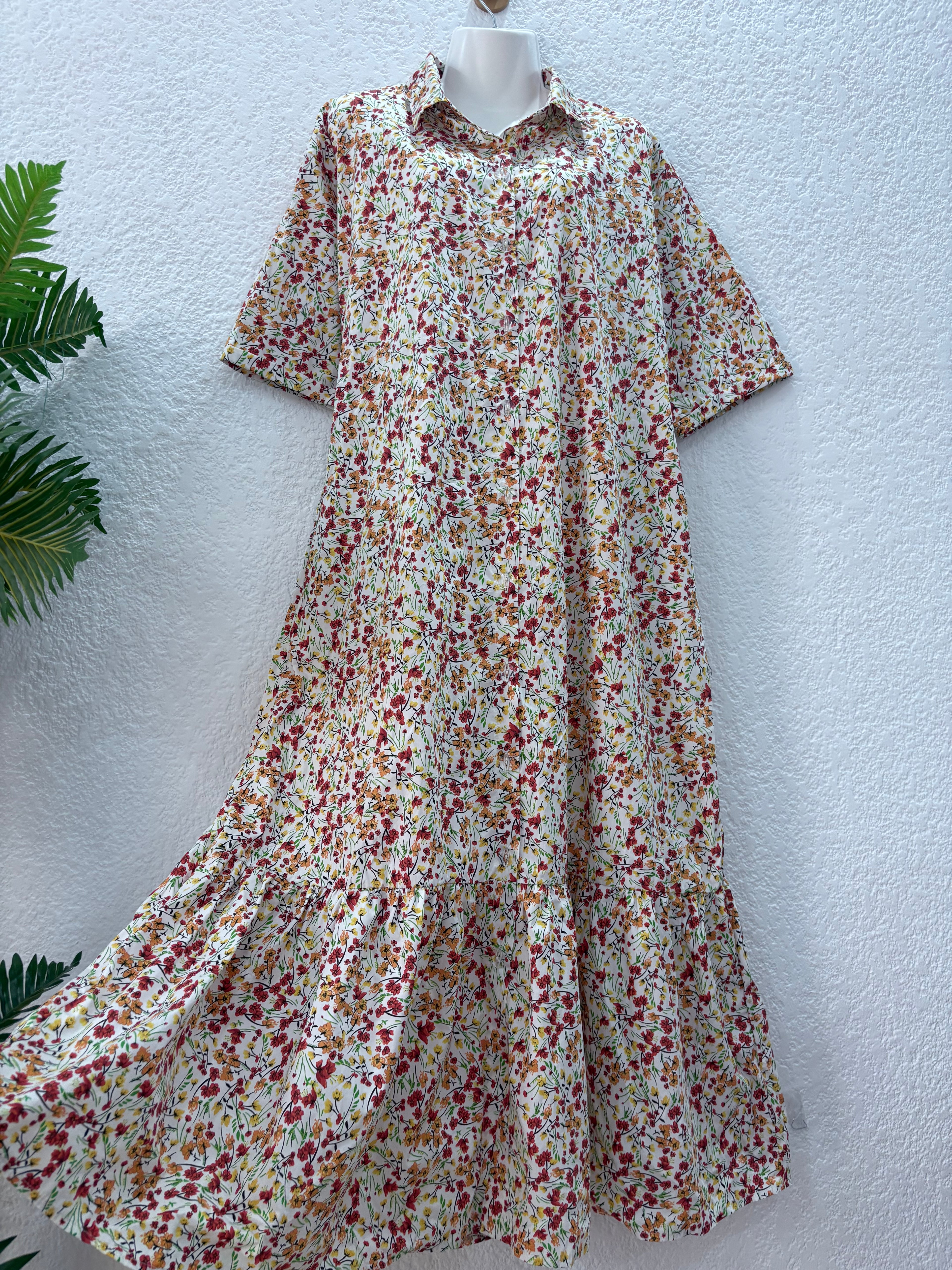 Robe chemise longue EDA- fleurie