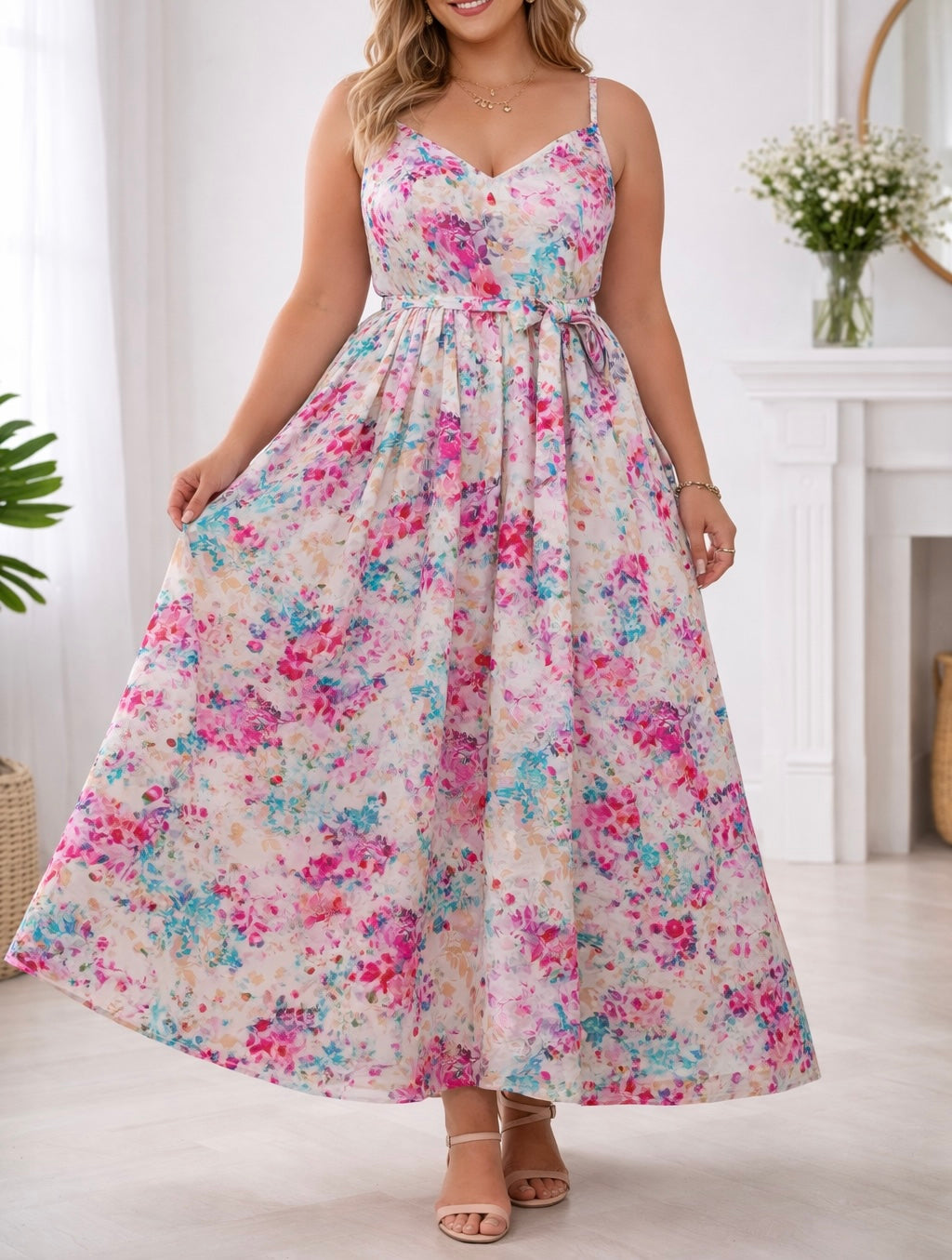 Maxi Robe à bretelles Mélya - fleurie