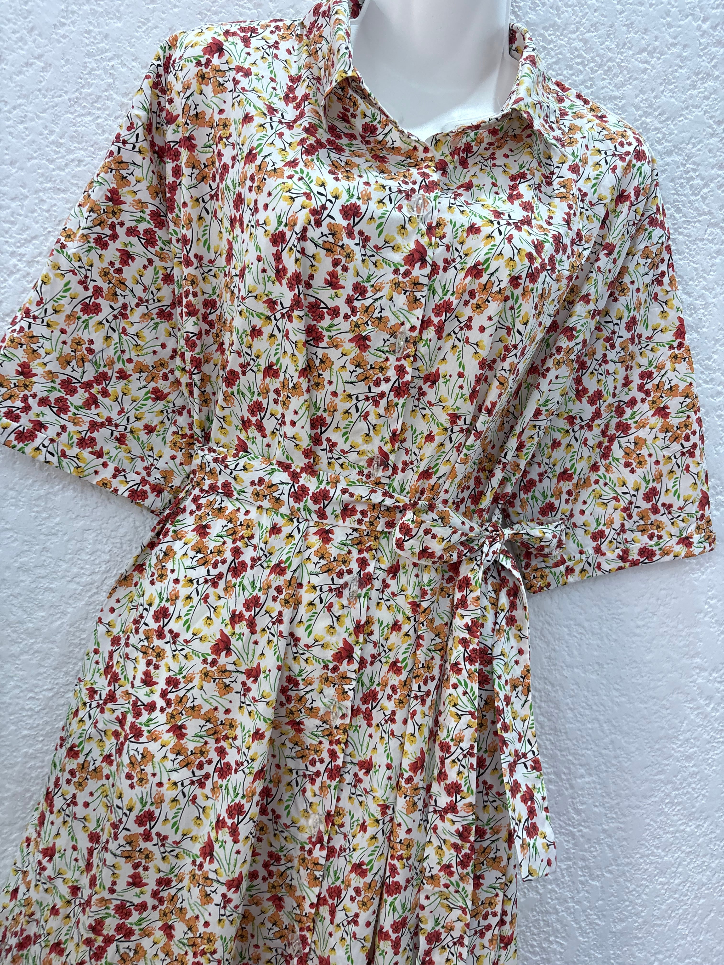 Robe chemise longue EDA- fleurie