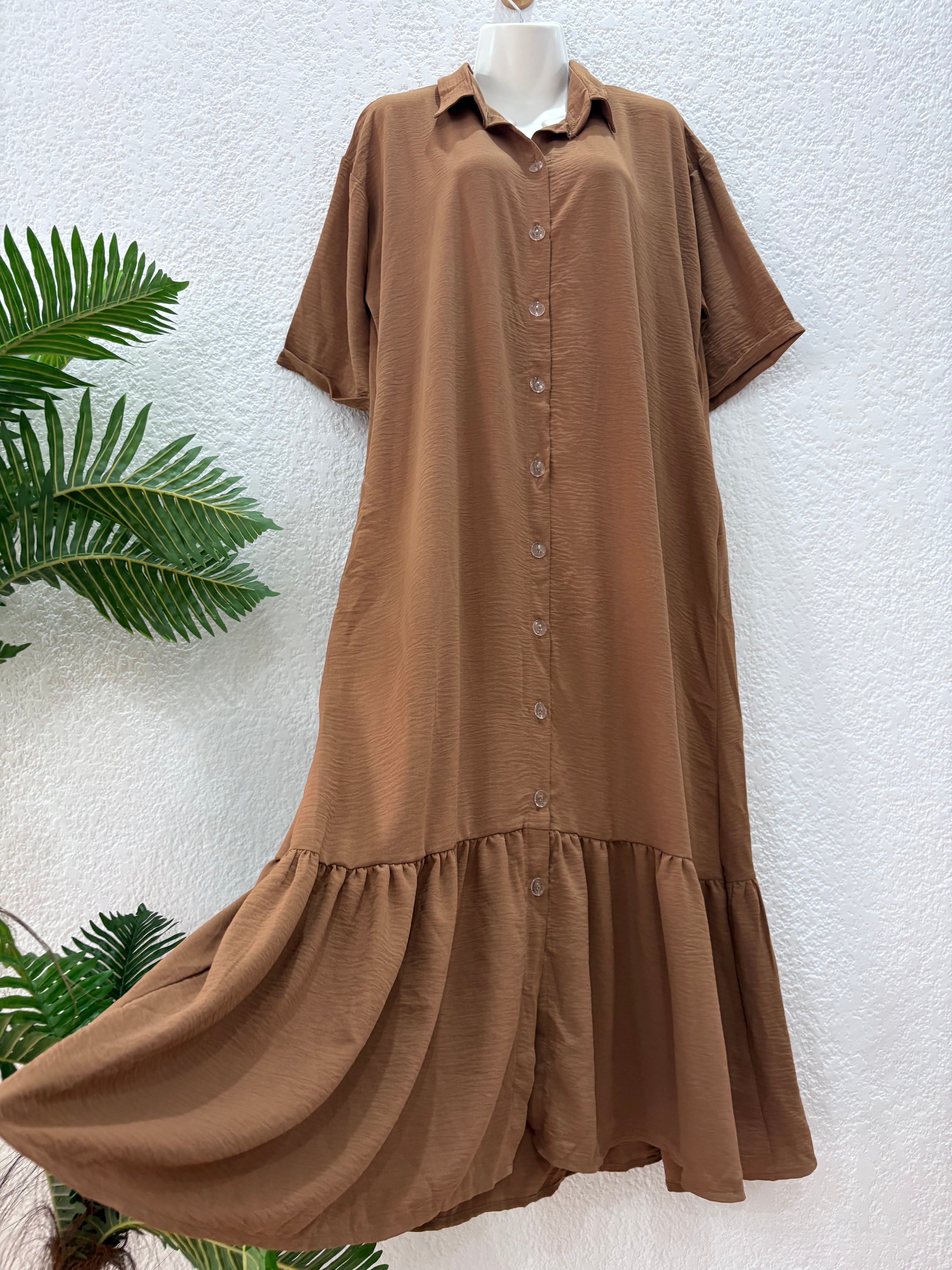 Robe chemise longue EDA- camel