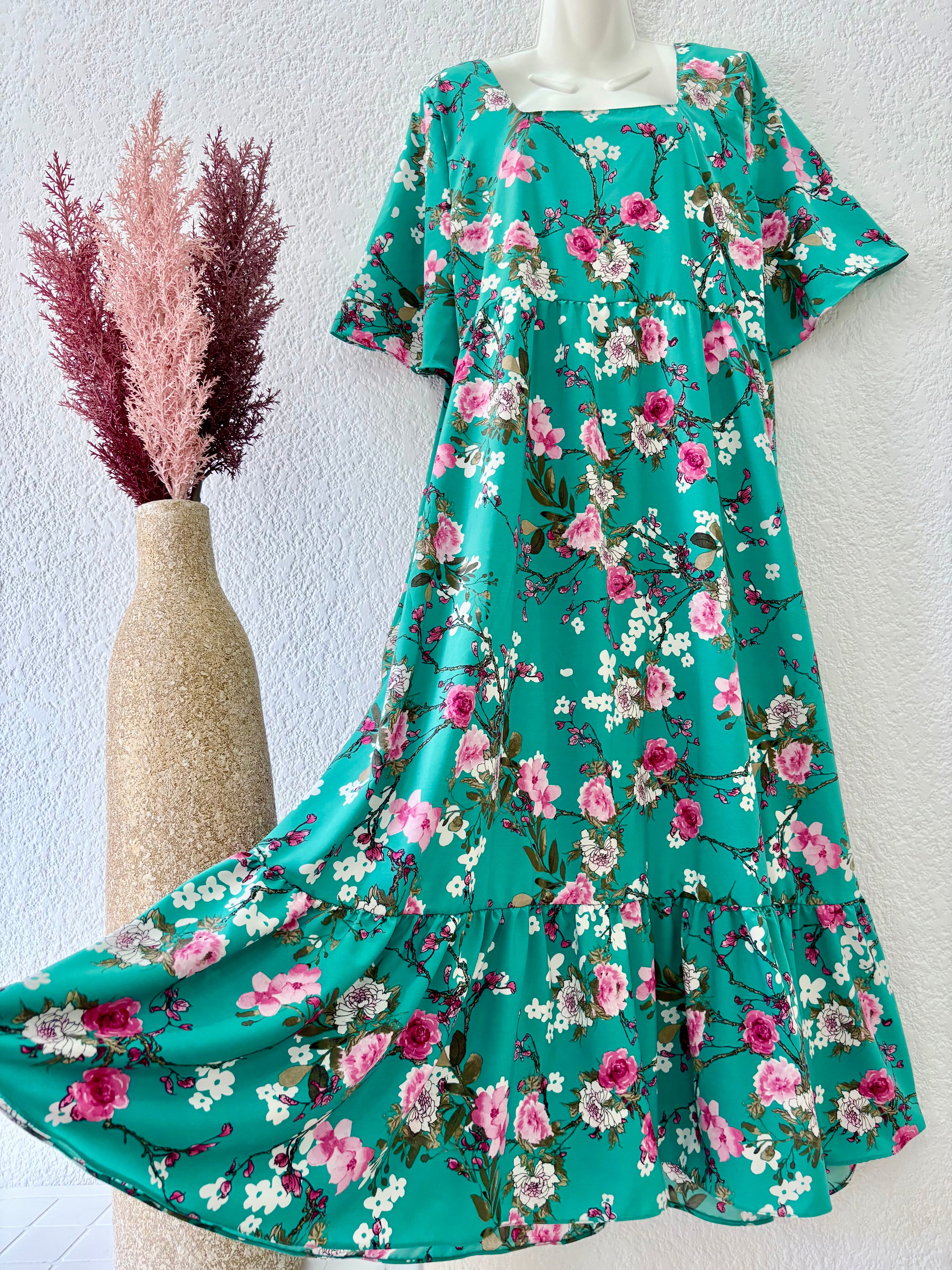 Maxi Robe ELENA -turquoise/rose