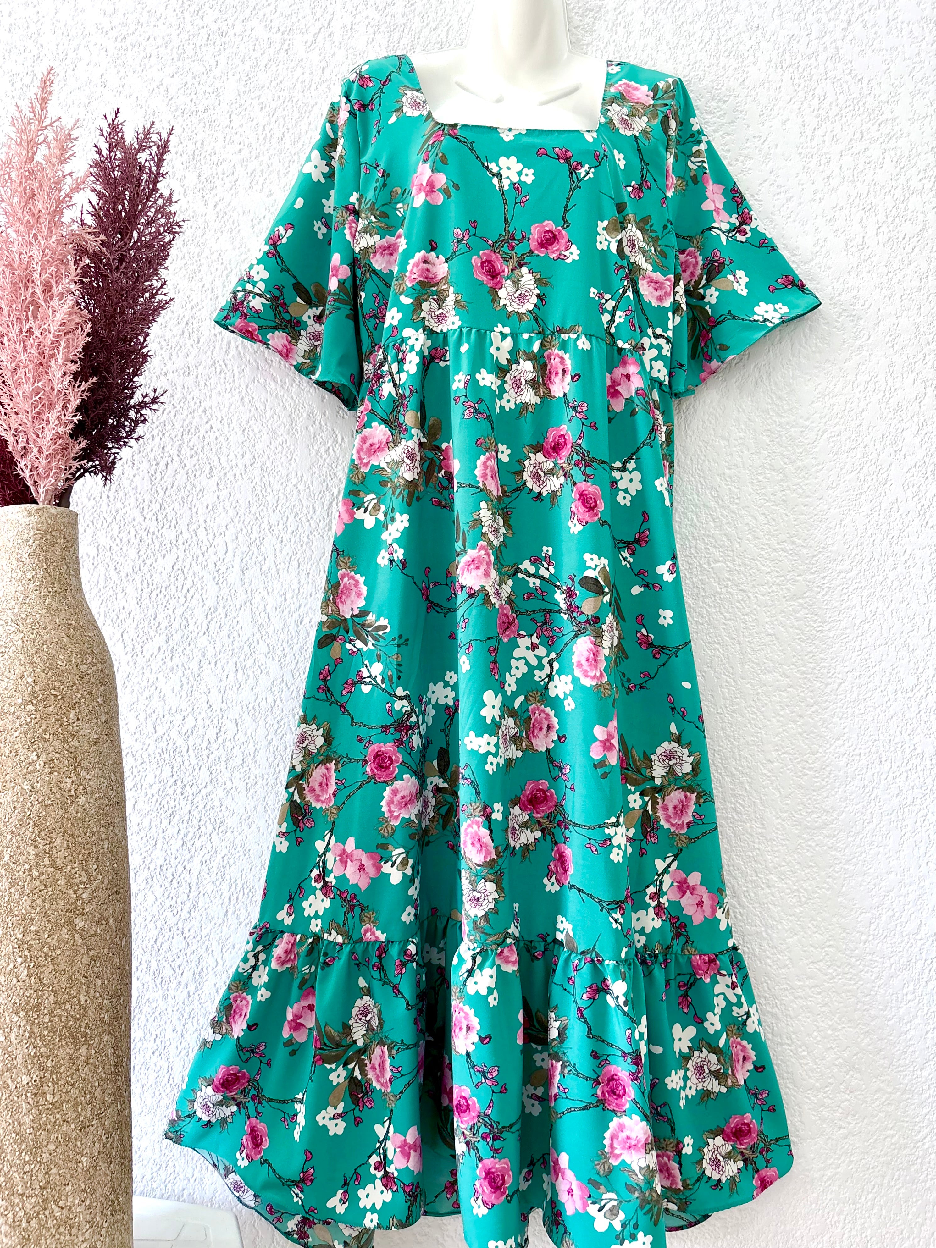 Maxi Robe ELENA -turquoise/rose